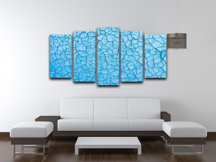 Blue cracked paint 5 Split Panel Canvas - Canvas Art Rocks - 3