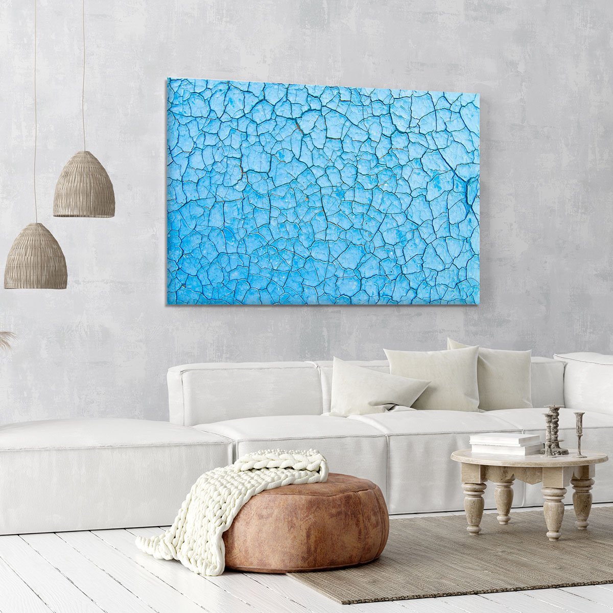 Blue cracked paint Canvas Print or Poster