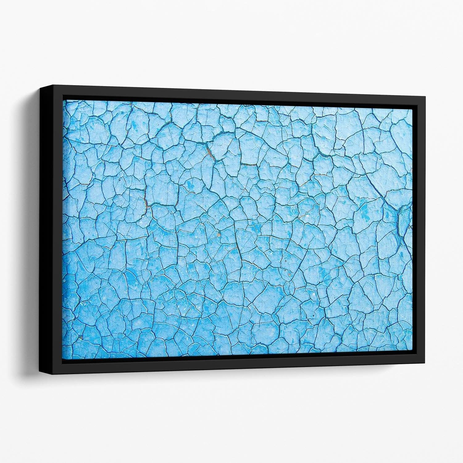 Blue cracked paint Floating Framed Canvas - Canvas Art Rocks - 1