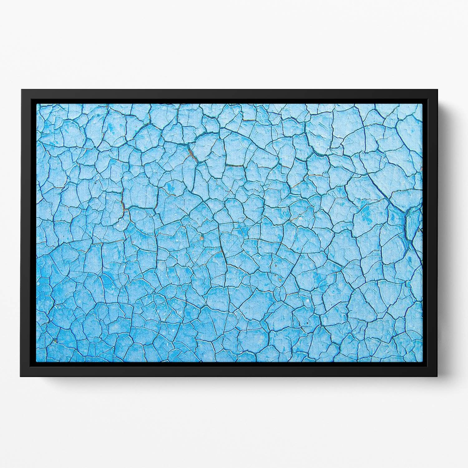 Blue cracked paint Floating Framed Canvas