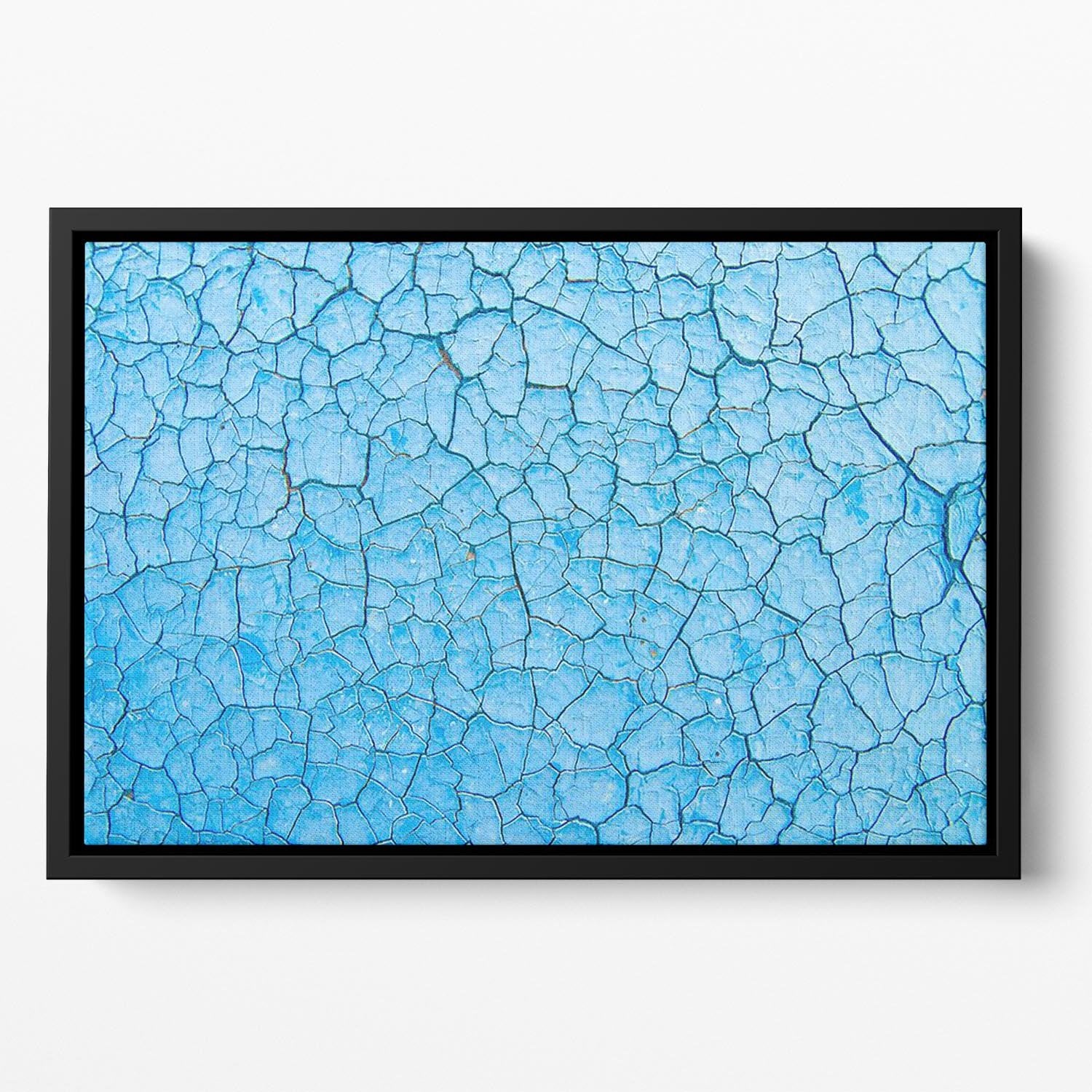 Blue cracked paint Floating Framed Canvas - Canvas Art Rocks - 2