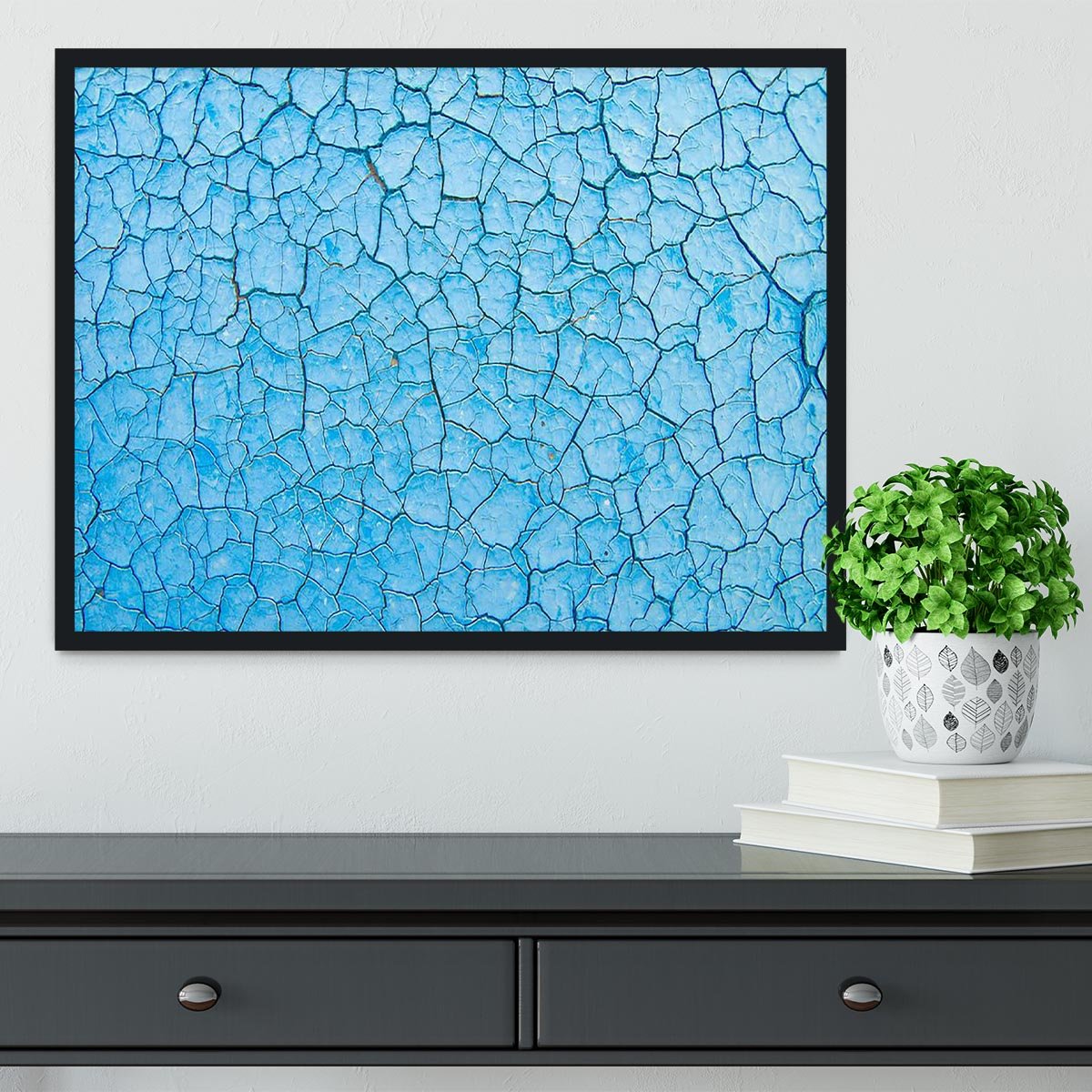 Blue cracked paint Framed Print - Canvas Art Rocks - 2