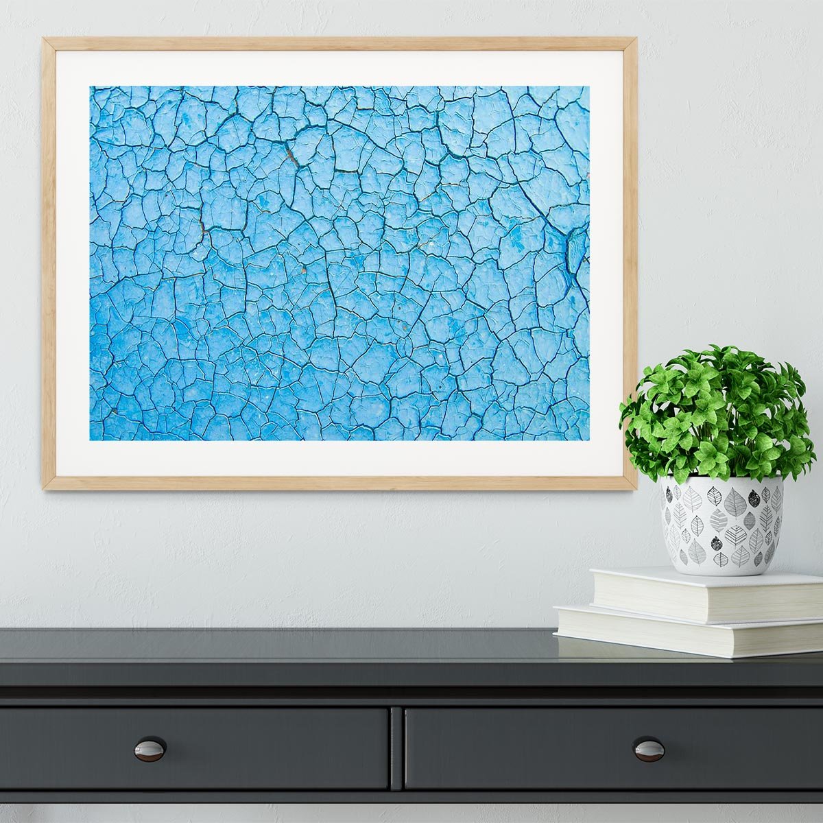 Blue cracked paint Framed Print - Canvas Art Rocks - 3