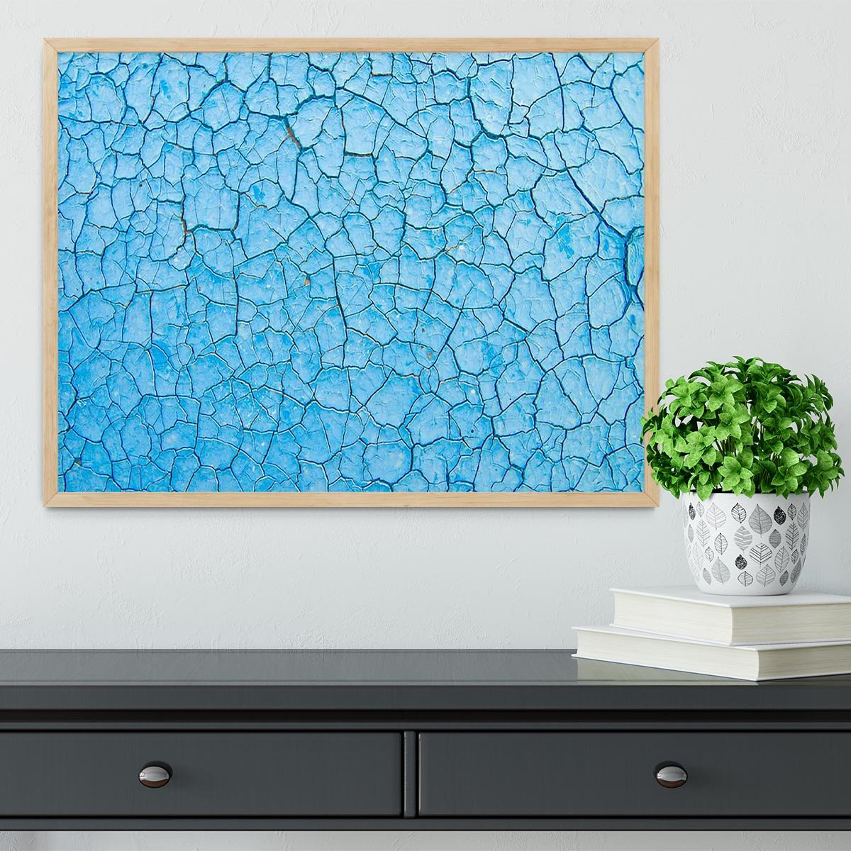 Blue cracked paint Framed Print - Canvas Art Rocks - 4