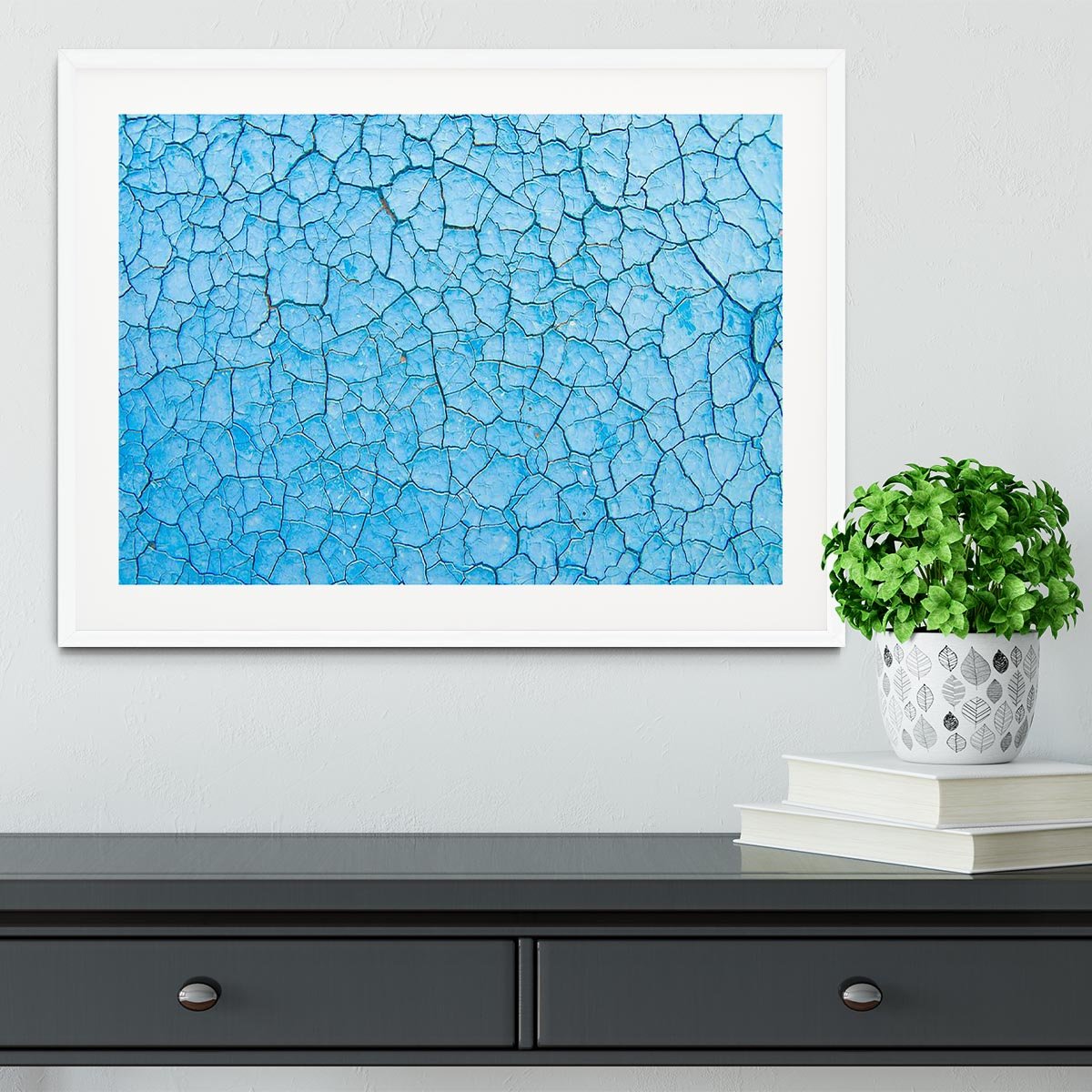 Blue cracked paint Framed Print - Canvas Art Rocks - 5
