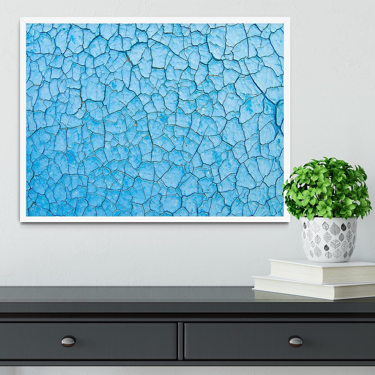 Blue cracked paint Framed Print - Canvas Art Rocks -6