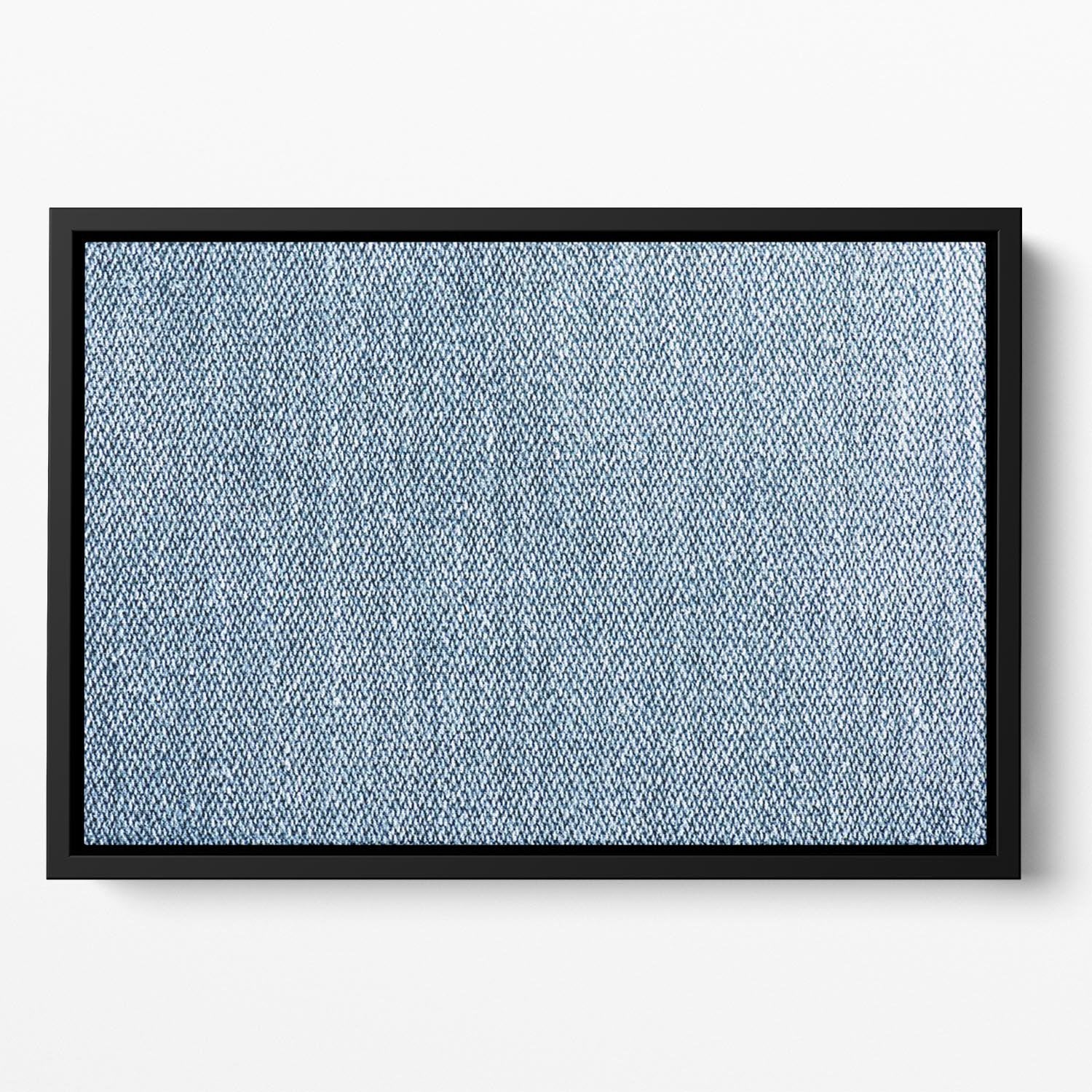 Blue denim texture Floating Framed Canvas - Canvas Art Rocks - 2