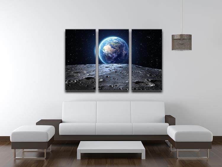 Blue earth seen from the moon surface 3 Split Panel Canvas Print - Canvas Art Rocks - 3