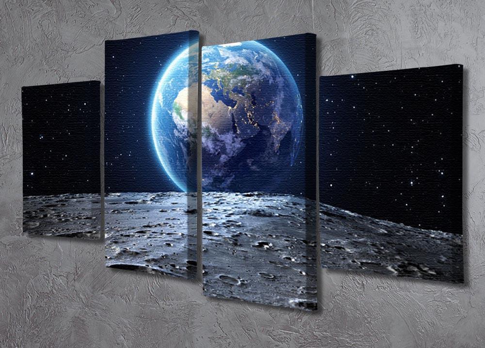 Blue earth seen from the moon surface 4 Split Panel Canvas - Canvas Art Rocks - 2