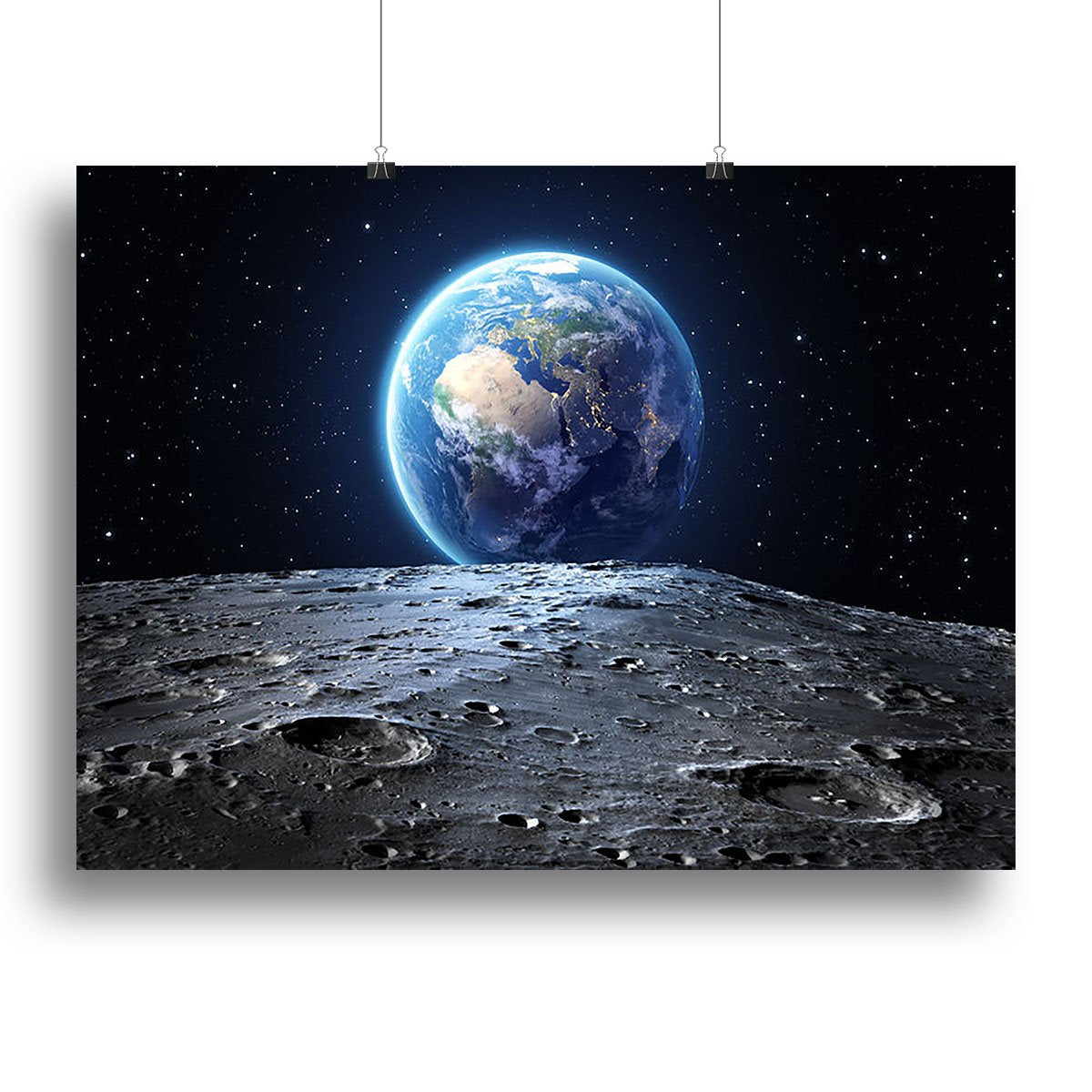 Blue earth seen from the moon surface Canvas Print or Poster