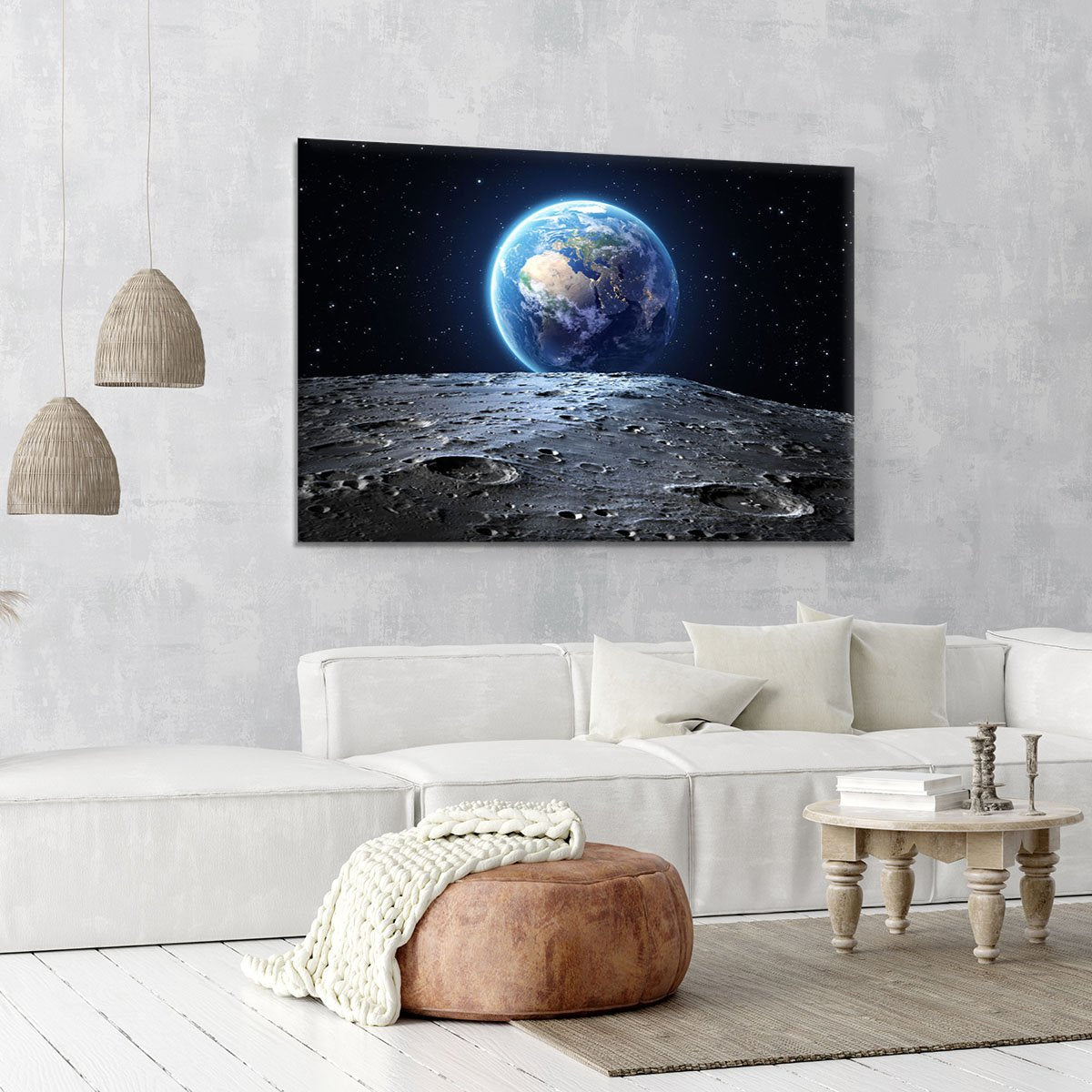 Blue earth seen from the moon surface Canvas Print or Poster