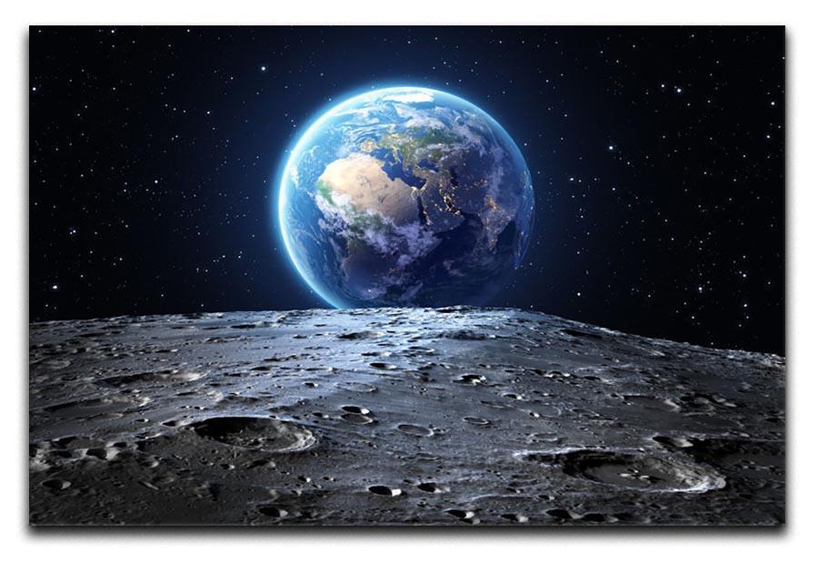 Blue earth seen from the moon surface Canvas Print or Poster  - Canvas Art Rocks - 1