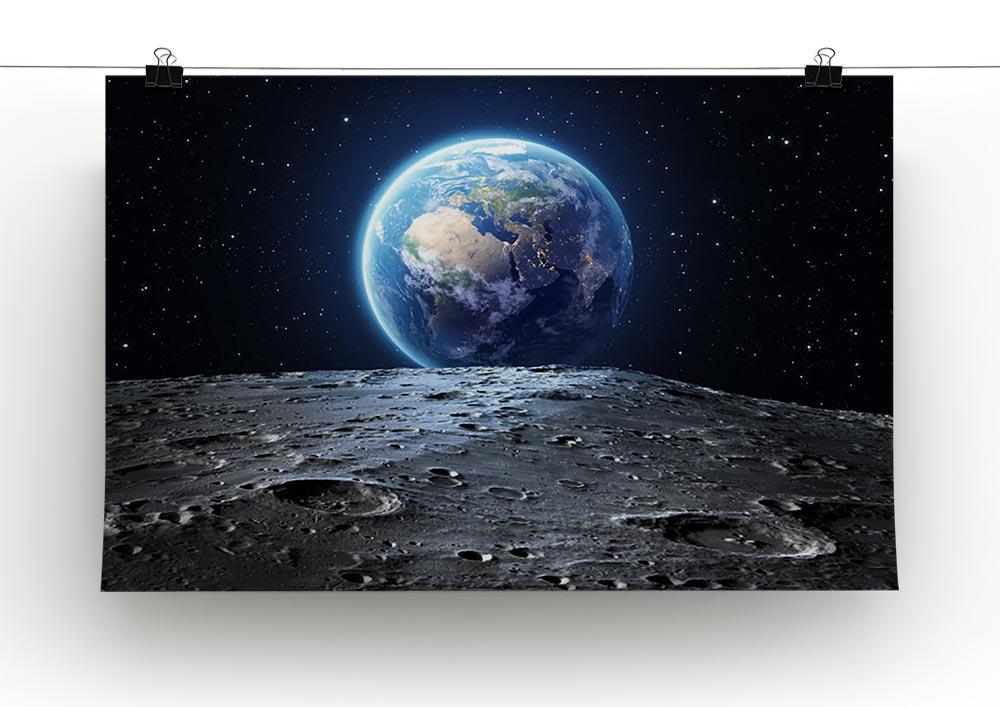 Blue earth seen from the moon surface Canvas Print or Poster - Canvas Art Rocks - 2