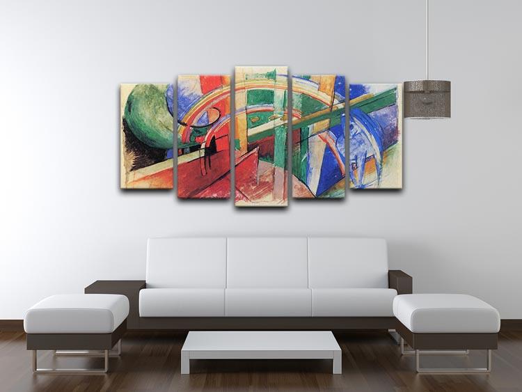 Blue horse with rainbow by Franz Marc 5 Split Panel Canvas - Canvas Art Rocks - 3