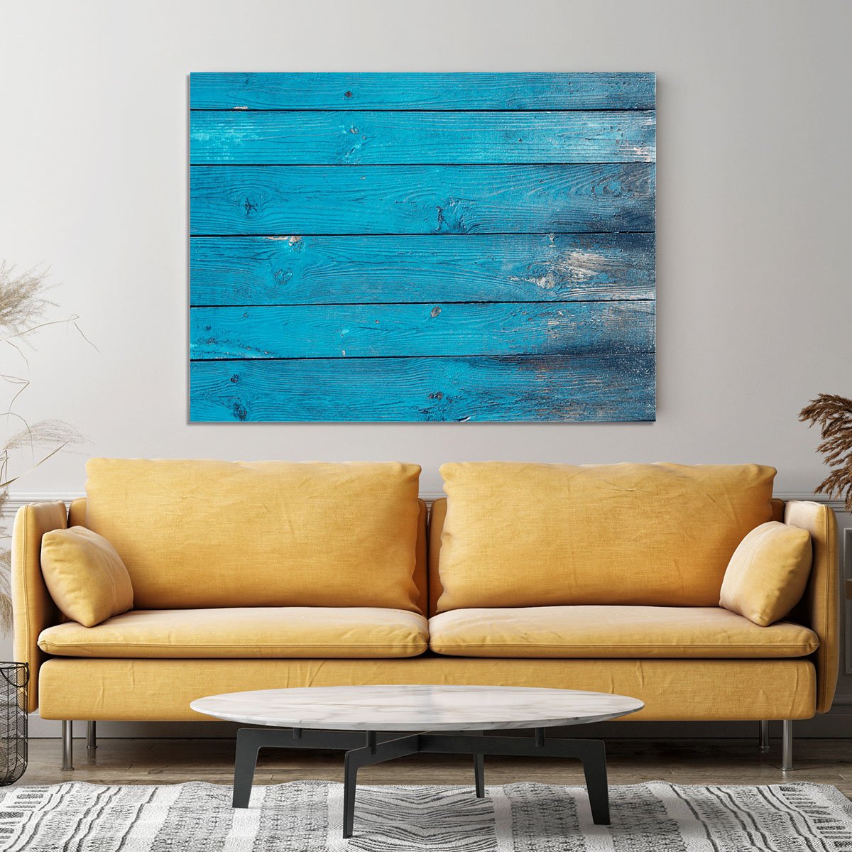 Blue painted wood texture Canvas Print or Poster