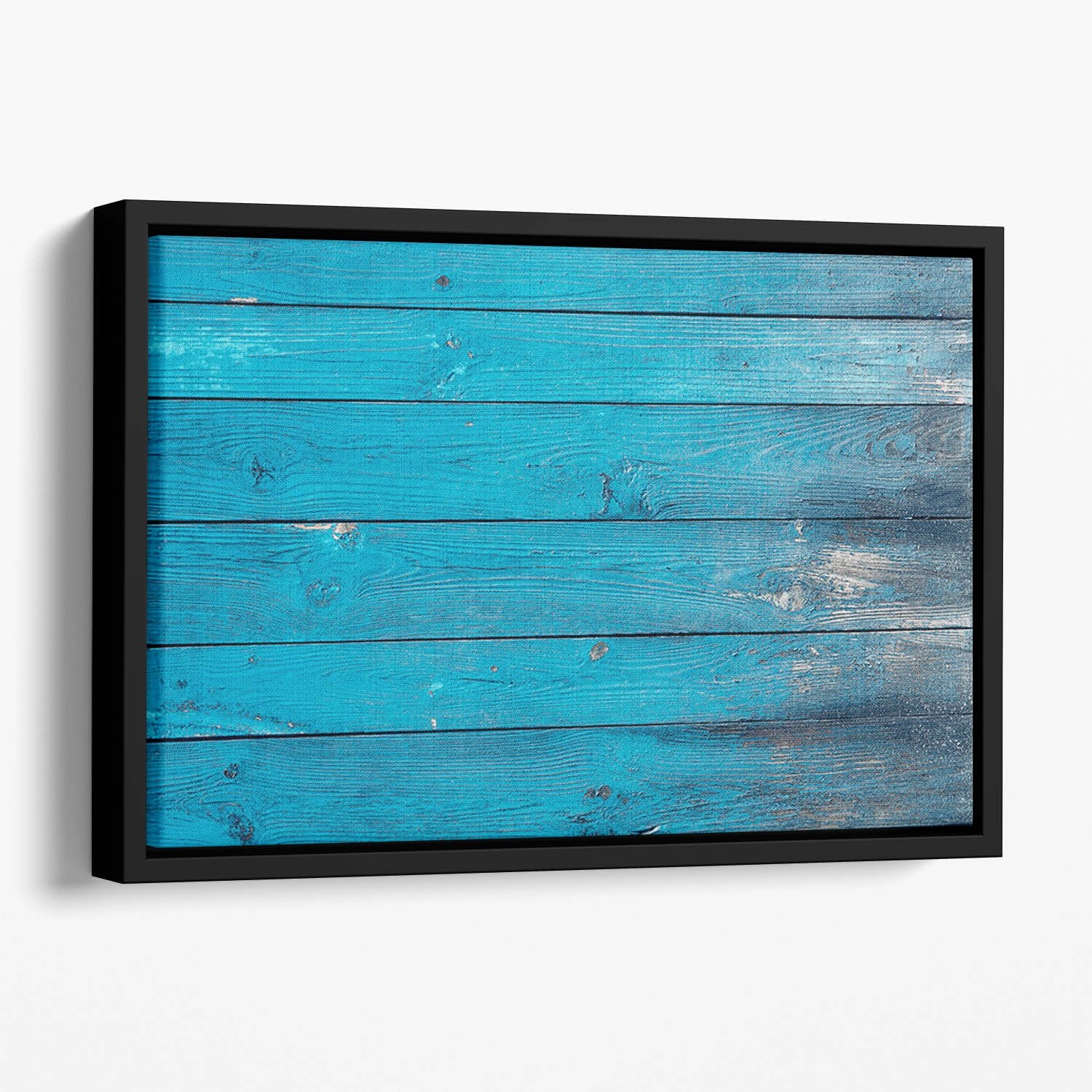 Blue painted wood texture Floating Framed Canvas
