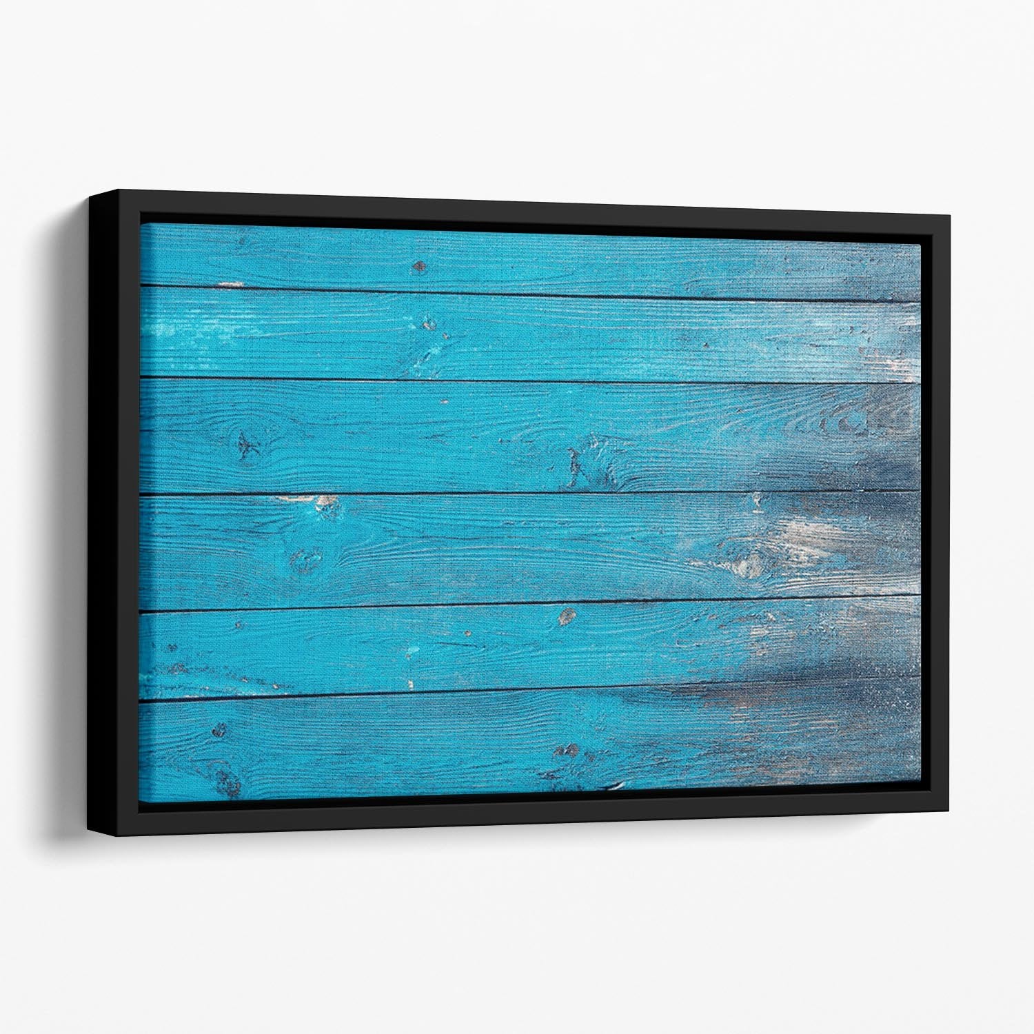 Blue painted wood texture Floating Framed Canvas - Canvas Art Rocks - 1