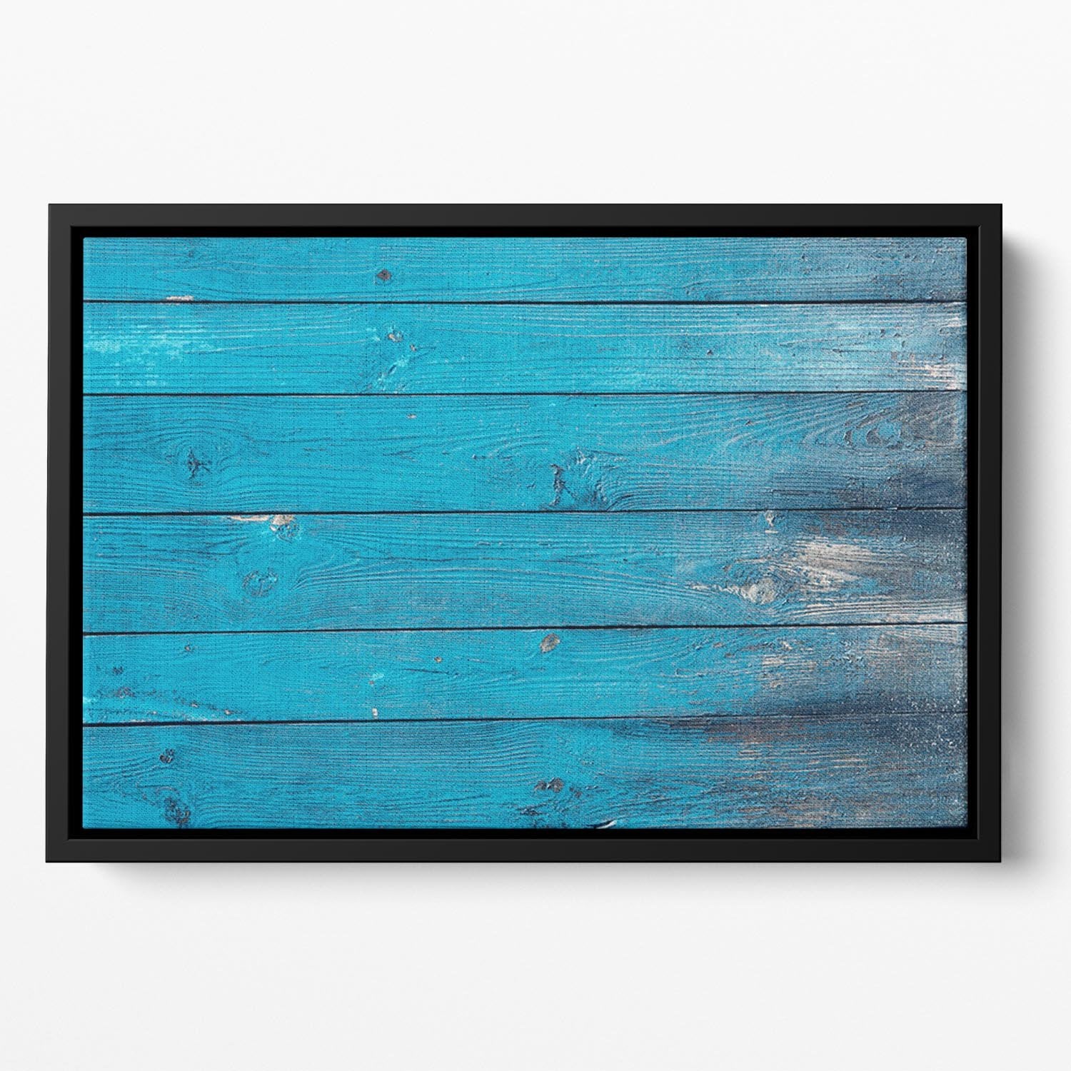 Blue painted wood texture Floating Framed Canvas - Canvas Art Rocks - 2