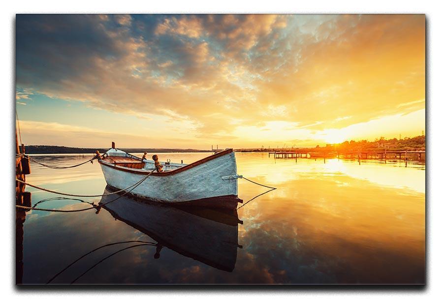 Boat on lake with a reflection Canvas Print or Poster  - Canvas Art Rocks - 1