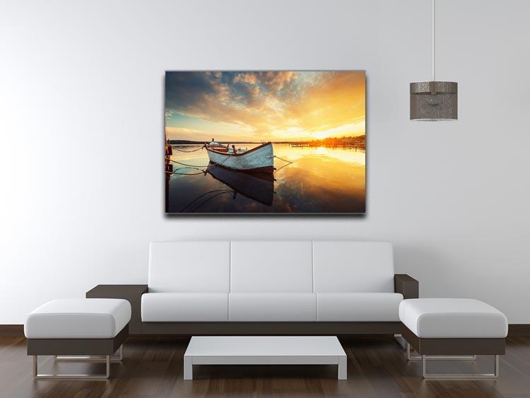 Boat on lake with a reflection Canvas Print or Poster - Canvas Art Rocks - 4