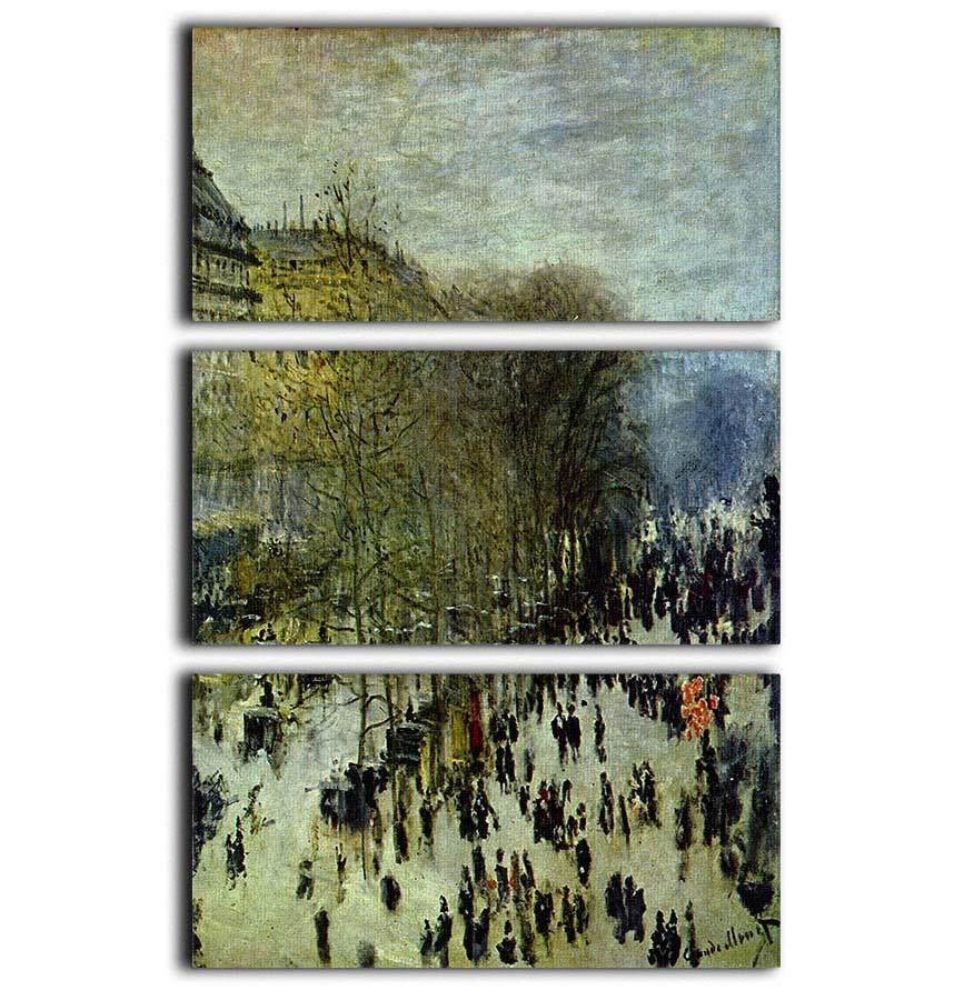 Boulevard of Capucines by Monet 3 Split Panel Canvas Print - Canvas Art Rocks - 1