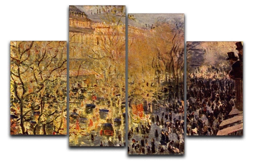 Boulevard of Capucines in Paris by Monet 4 Split Panel Canvas  - Canvas Art Rocks - 1