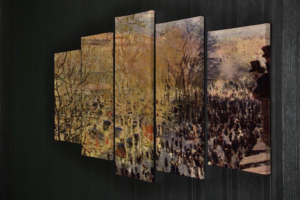 Boulevard of Capucines in Paris by Monet 5 Split Panel Canvas - Canvas Art Rocks - 2