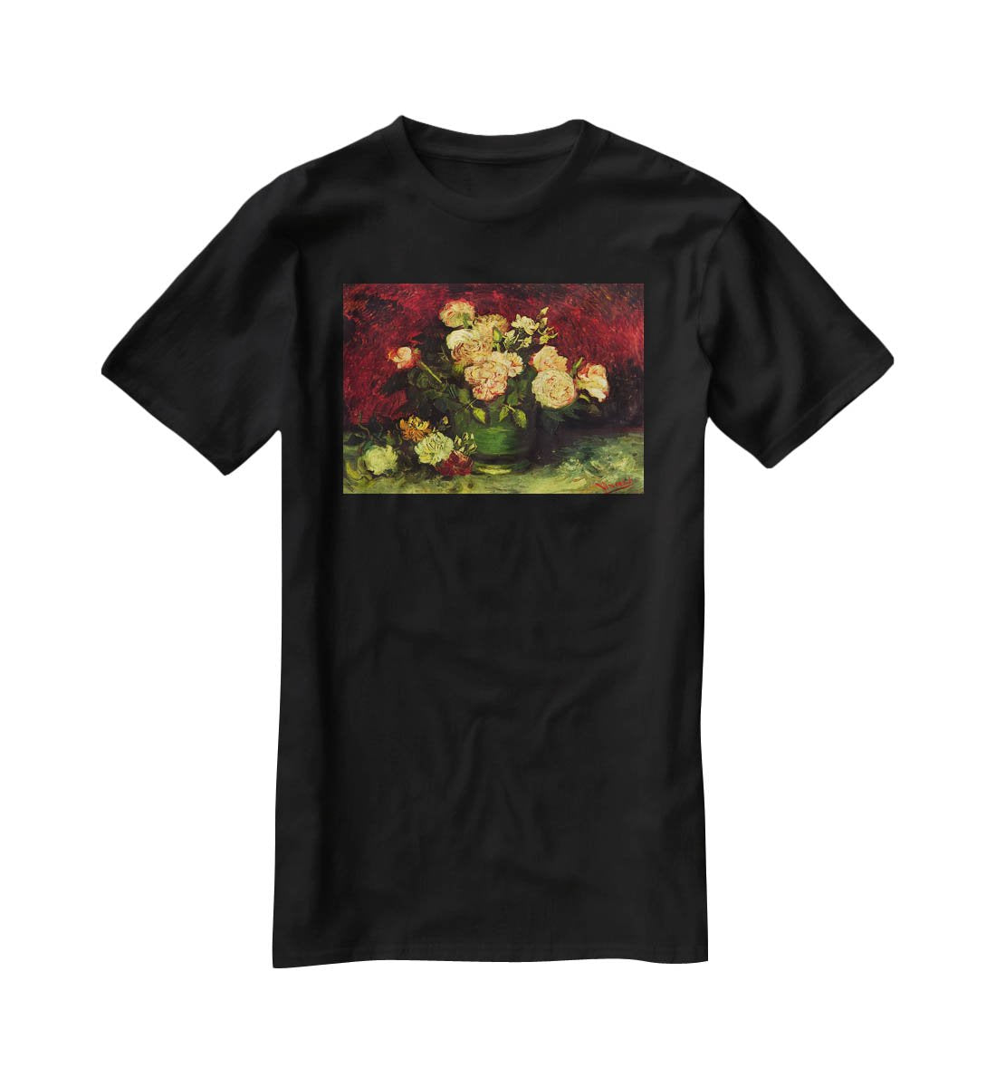 Bowl with Peonies and Roses by Van Gogh T-Shirt - Canvas Art Rocks - 1