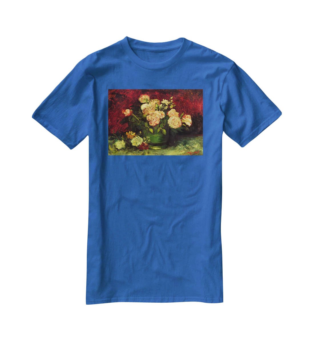 Bowl with Peonies and Roses by Van Gogh T-Shirt - Canvas Art Rocks - 2