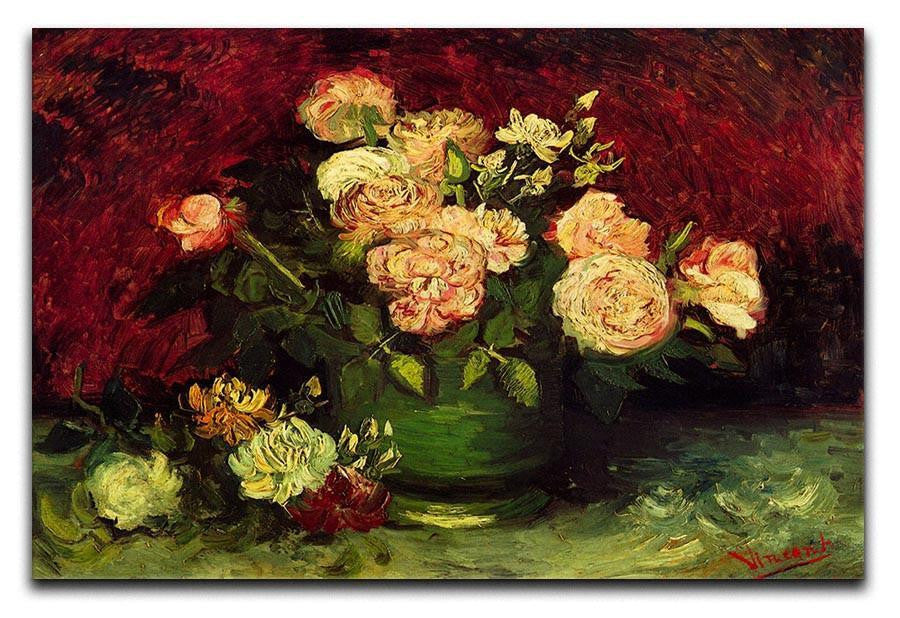 Bowl with Peonies and Roses by Van Gogh Canvas Print & Poster  - Canvas Art Rocks - 1