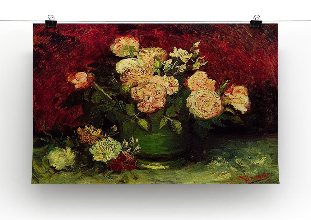 Bowl with Peonies and Roses by Van Gogh Canvas Print & Poster - Canvas Art Rocks - 2
