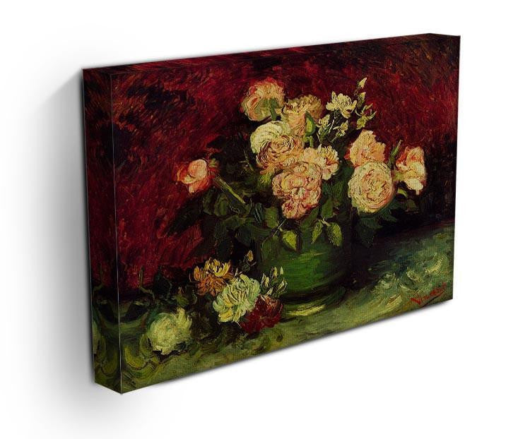 Bowl with Peonies and Roses by Van Gogh Canvas Print & Poster - Canvas Art Rocks - 3