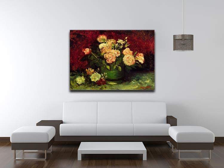 Bowl with Peonies and Roses by Van Gogh Canvas Print & Poster - Canvas Art Rocks - 4