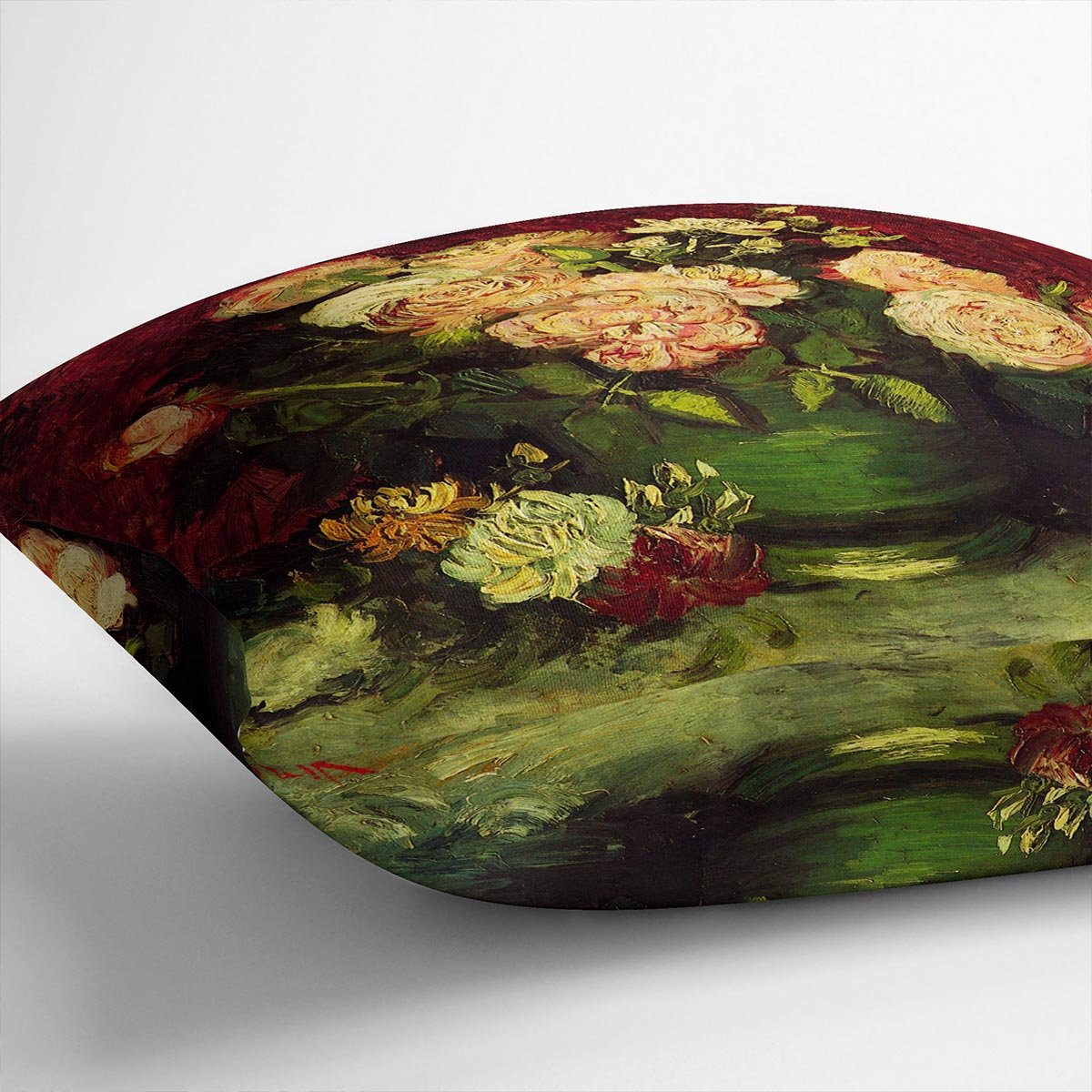 Bowl with Peonies and Roses by Van Gogh Throw Pillow