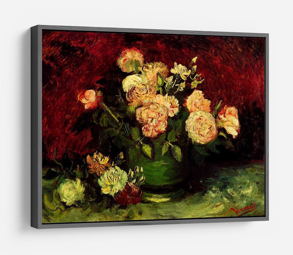 Bowl with Peonies and Roses by Van Gogh HD Metal Print
