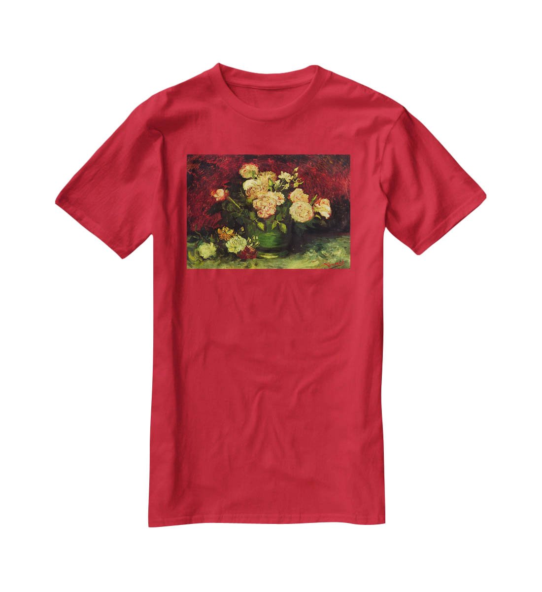 Bowl with Peonies and Roses by Van Gogh T-Shirt - Canvas Art Rocks - 4