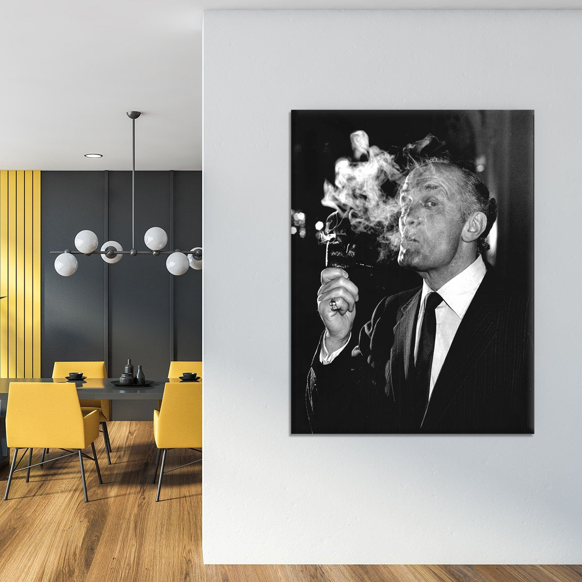 Boxer Henry Cooper smoking a pipe Canvas Print or Poster