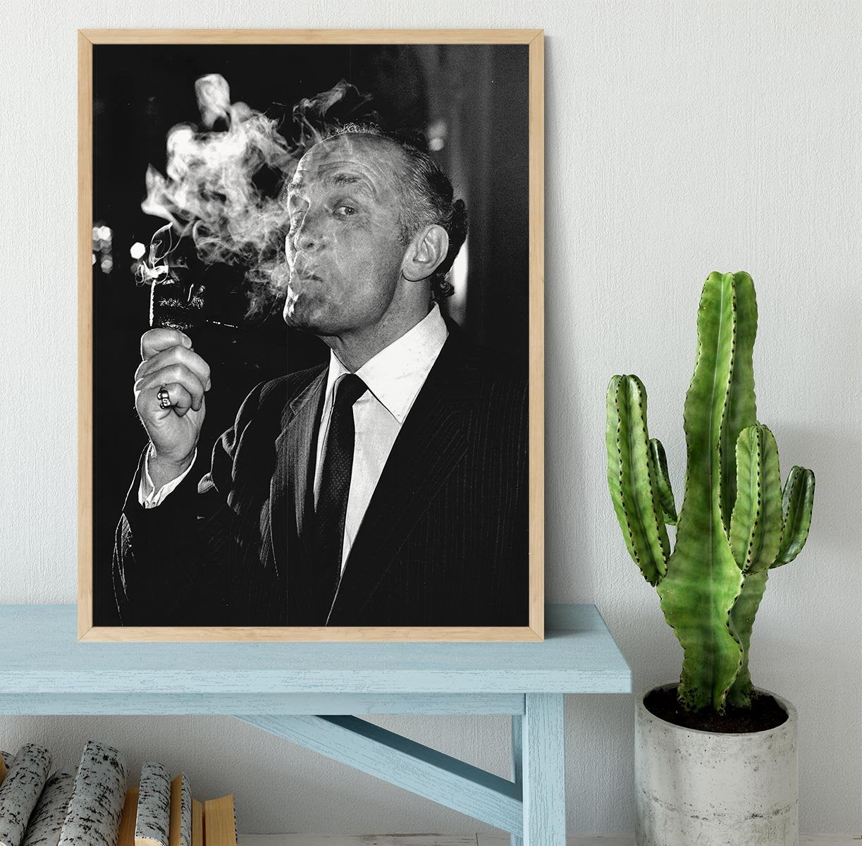 Boxer Henry Cooper smoking a pipe Framed Print - Canvas Art Rocks - 4