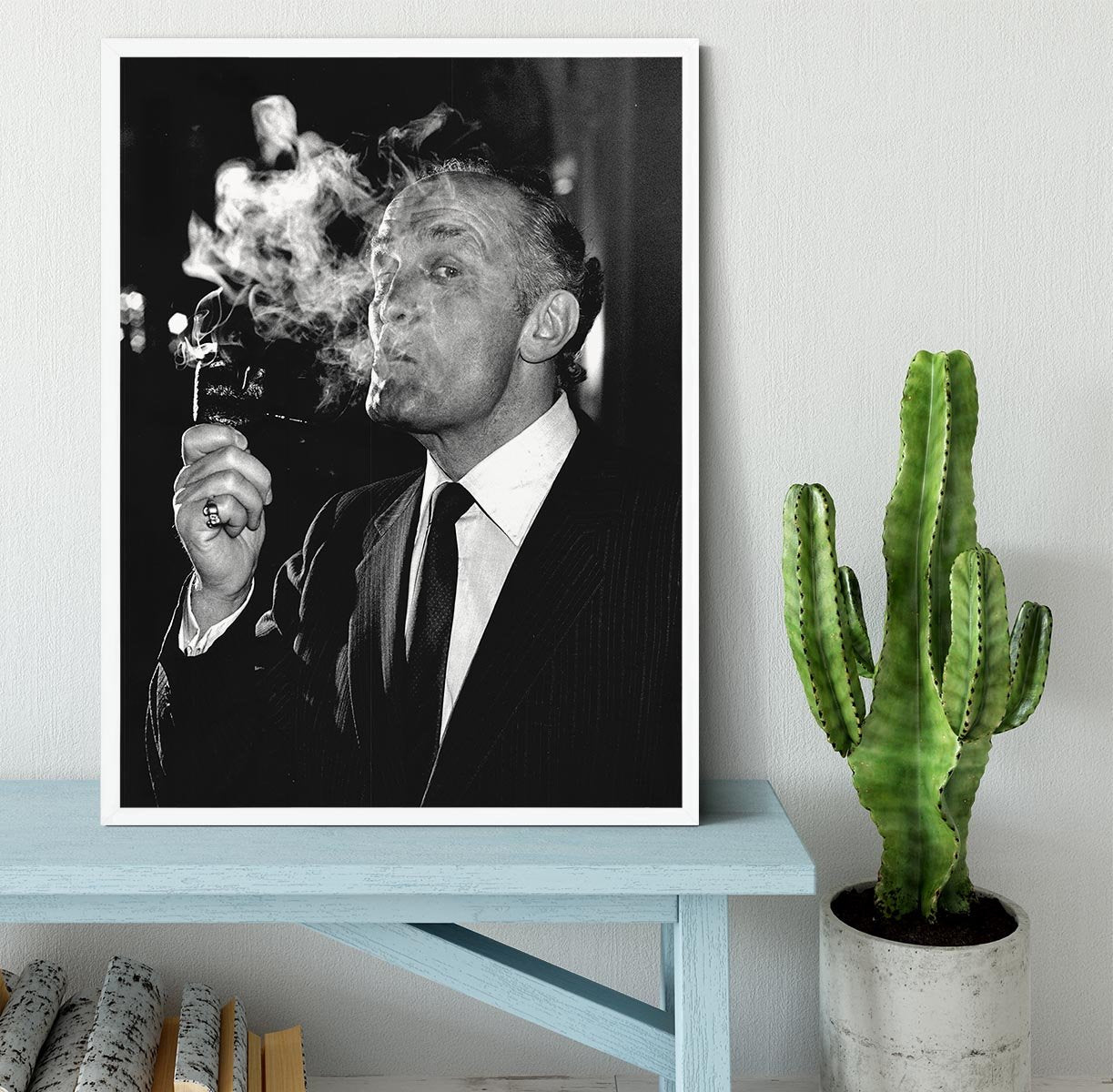Boxer Henry Cooper smoking a pipe Framed Print - Canvas Art Rocks -6