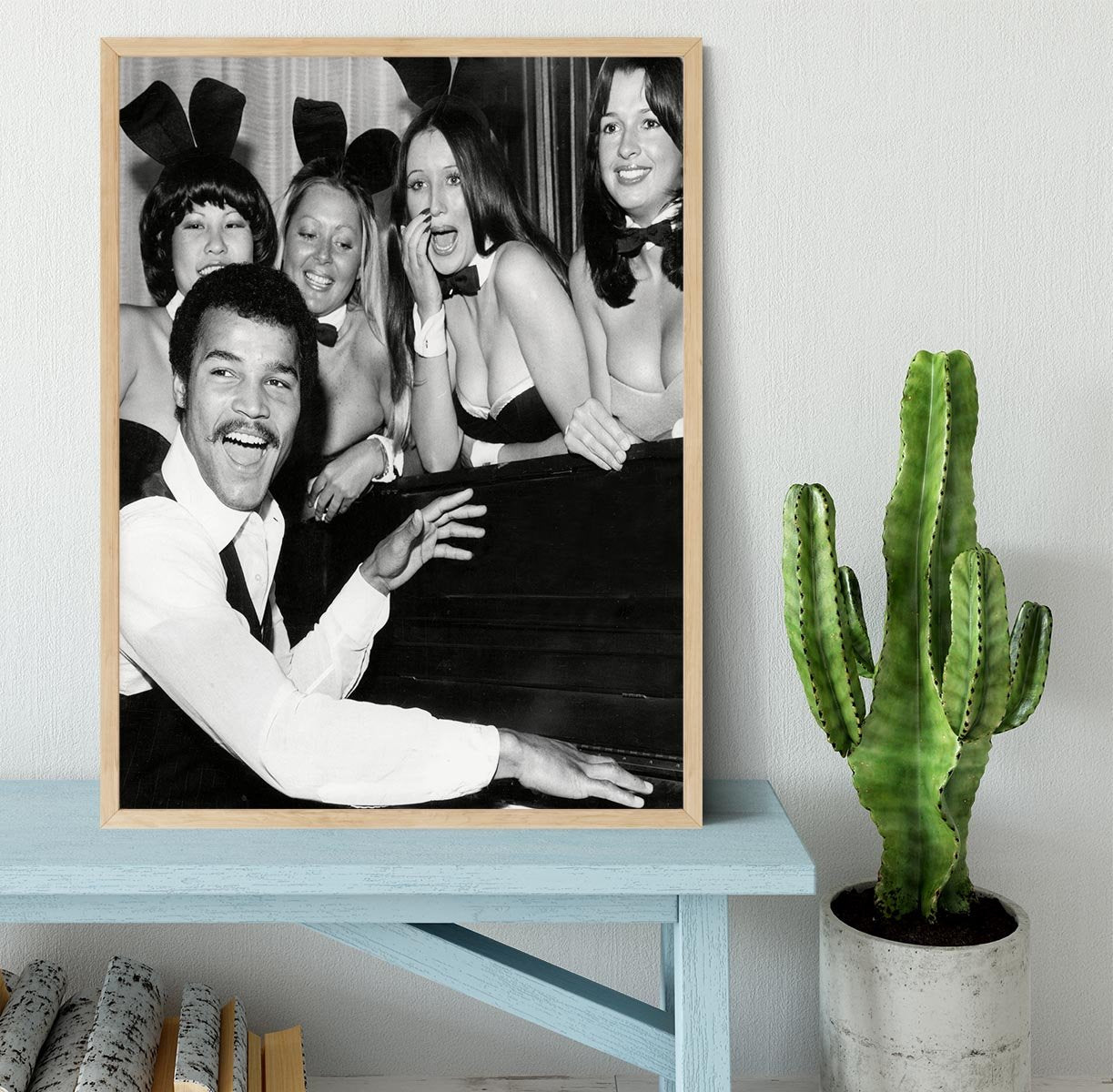 Boxer John Conteh with bunny girls at the playboy club Framed Print - Canvas Art Rocks - 4