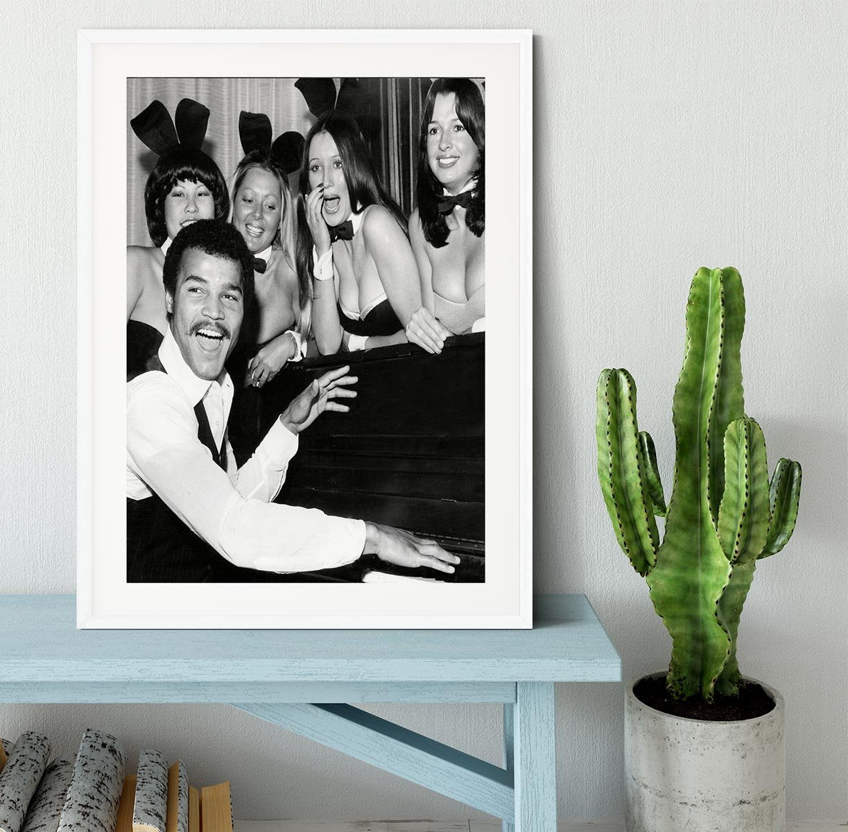 Boxer John Conteh with bunny girls at the playboy club Framed Print - Canvas Art Rocks - 5