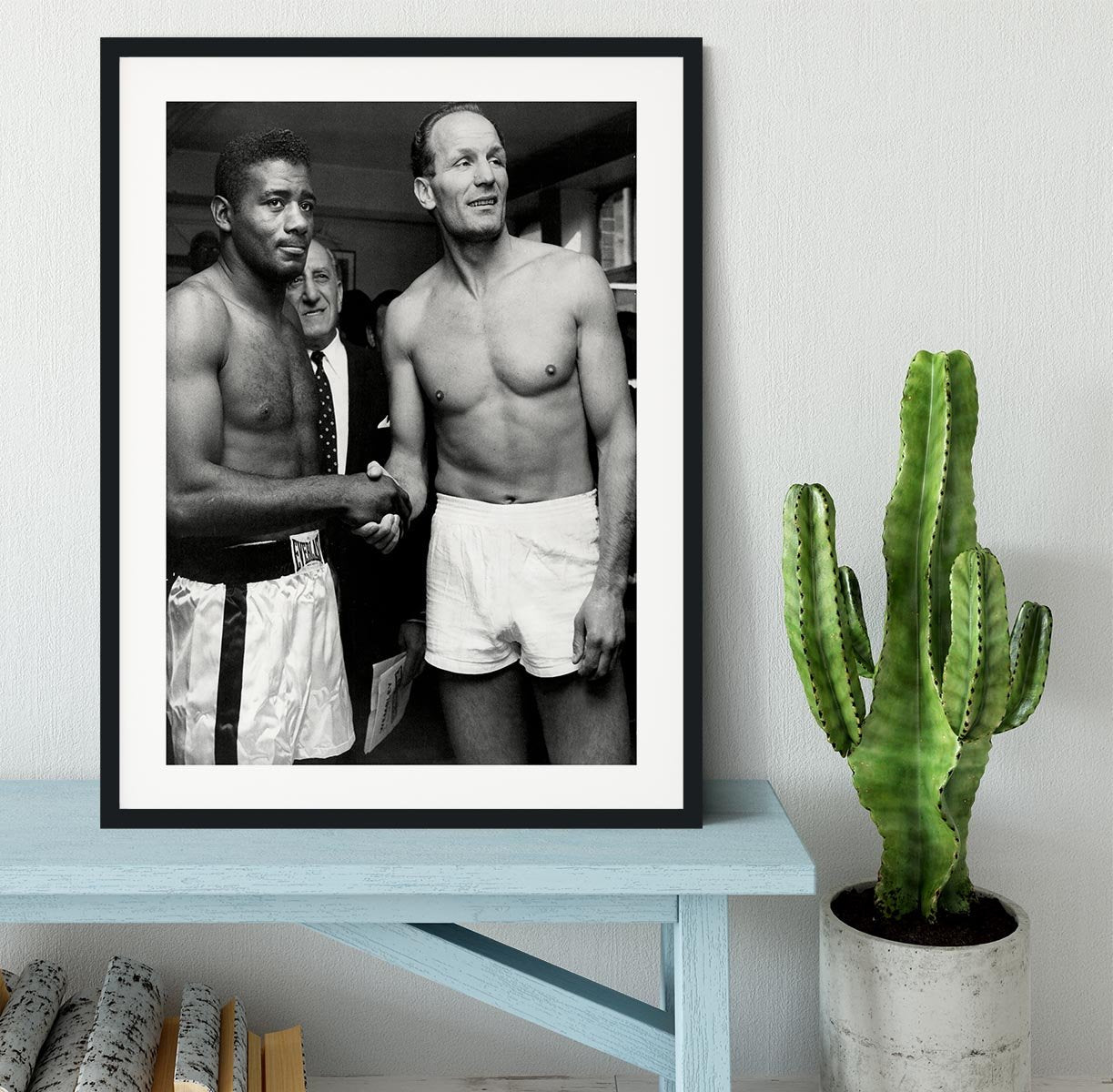 Boxers Floyd Patterson and Henry Cooper Framed Print - Canvas Art Rocks - 1