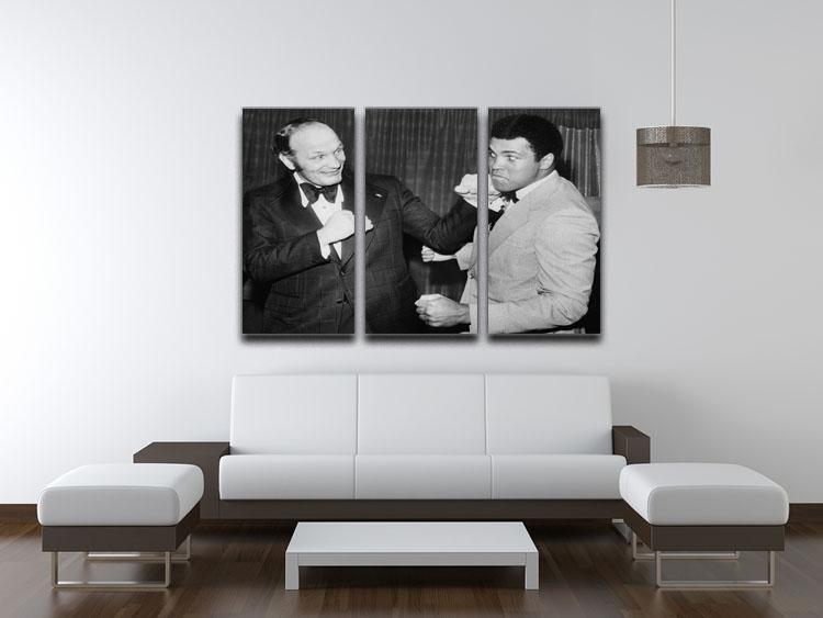 Boxers Henry Cooper and Muhammad Ali 3 Split Panel Canvas Print - Canvas Art Rocks - 3