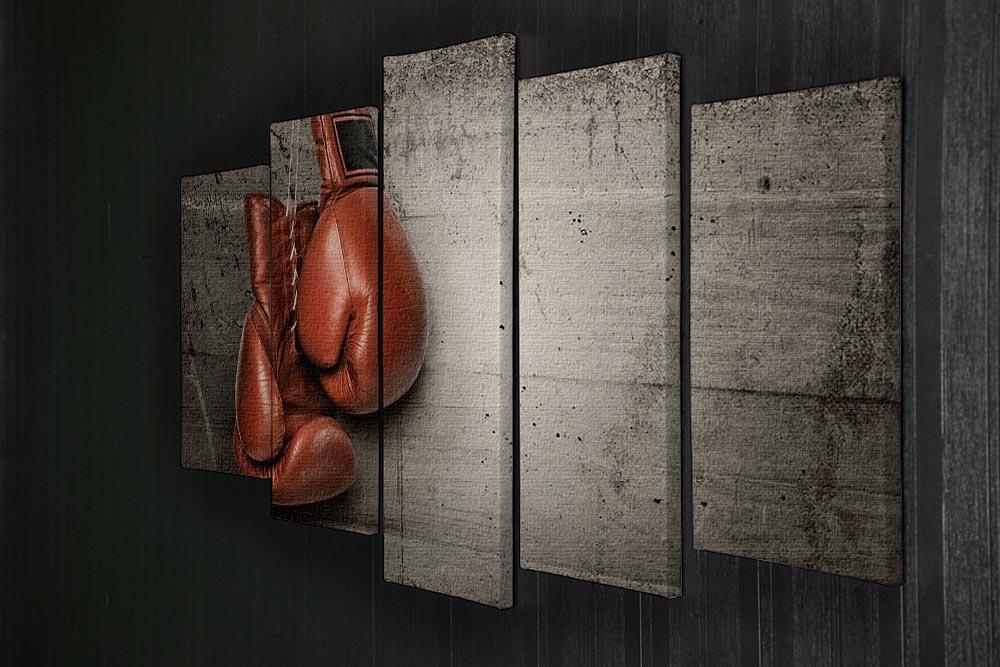 Boxing gloves hanging on concrete 5 Split Panel Canvas - Canvas Art Rocks - 2