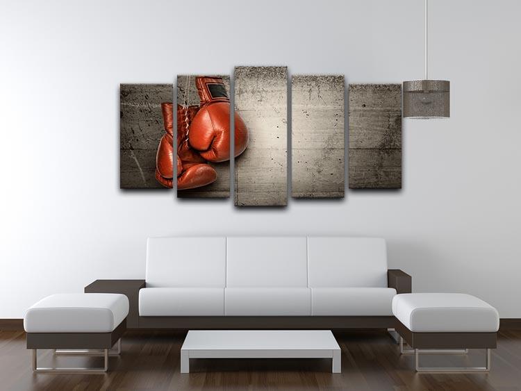 Boxing gloves hanging on concrete 5 Split Panel Canvas - Canvas Art Rocks - 3