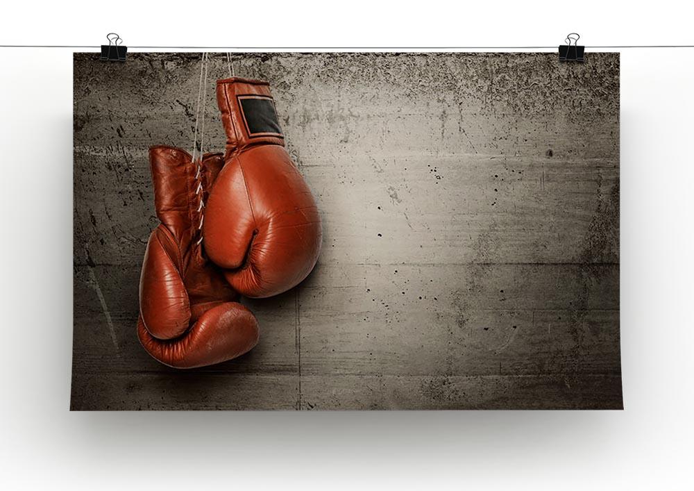 Boxing gloves hanging on concrete Canvas Print or Poster - Canvas Art Rocks - 2