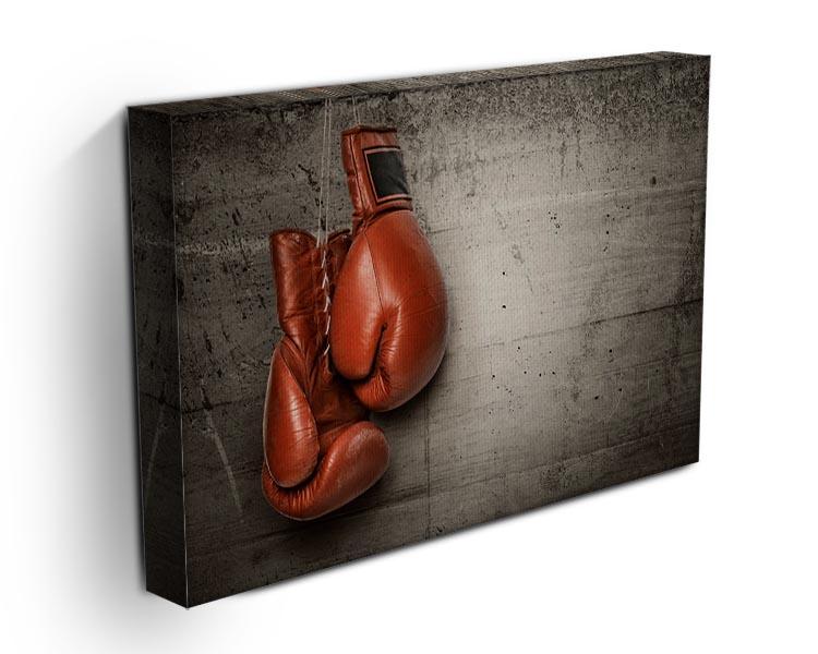 Boxing gloves hanging on concrete Canvas Print or Poster - Canvas Art Rocks - 3