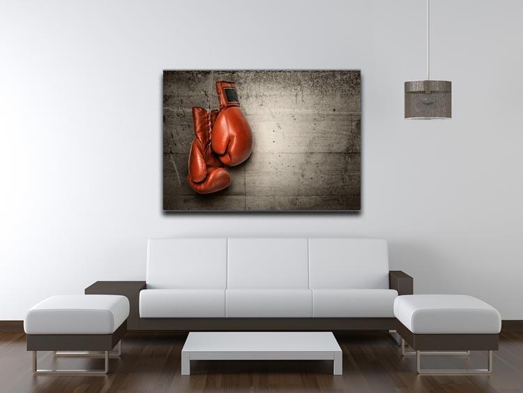 Boxing gloves hanging on concrete Canvas Print or Poster - Canvas Art Rocks - 4