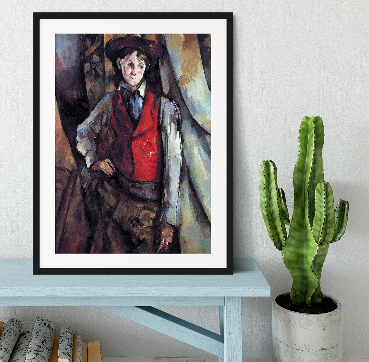 Boy in Red Waistcoat by Cezanne Framed Print - Canvas Art Rocks - 1