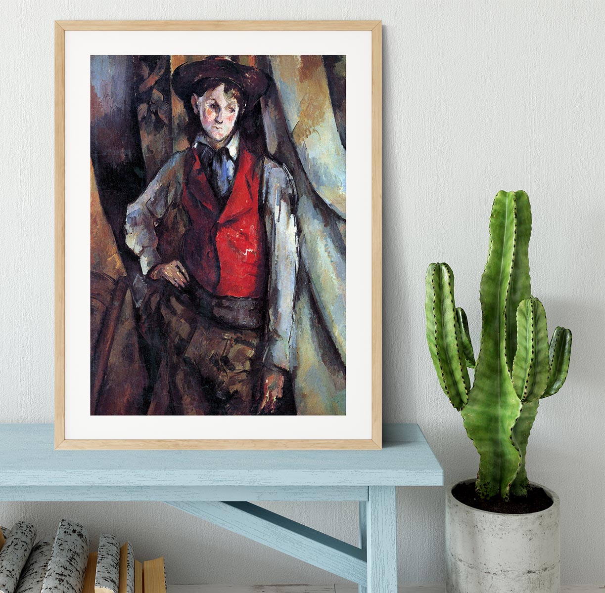 Boy in Red Waistcoat by Cezanne Framed Print - Canvas Art Rocks - 3